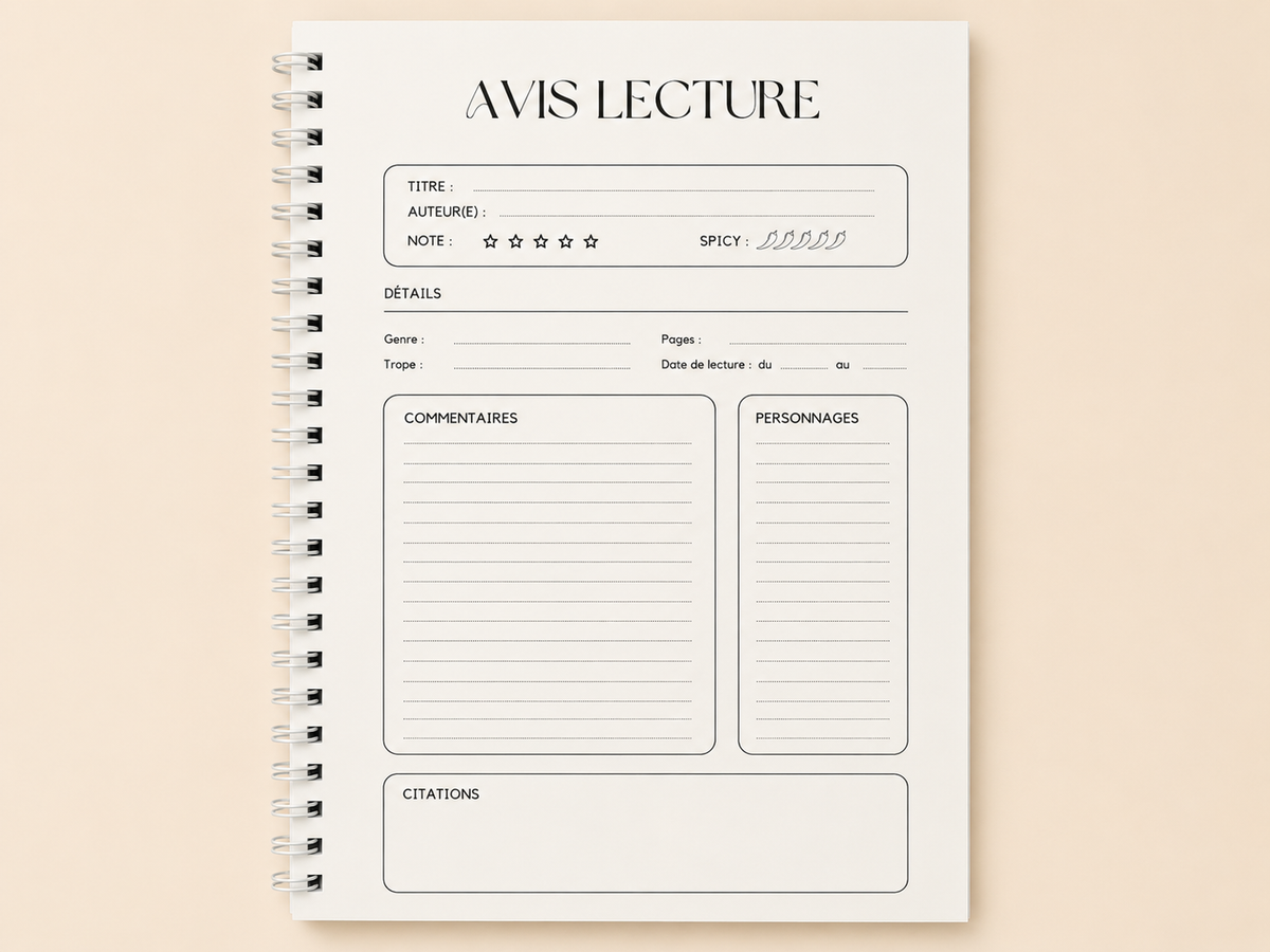 Carnet de lecture spirale