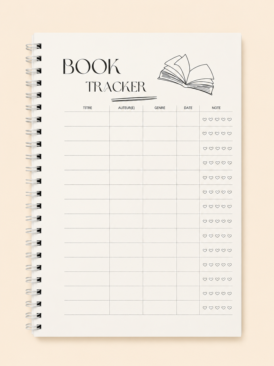 Carnet de lecture spirale